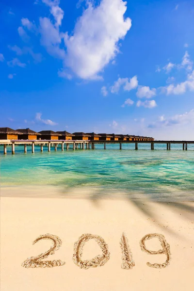 Numbers 2019 Beach Concept Holiday Background — Stock Photo, Image