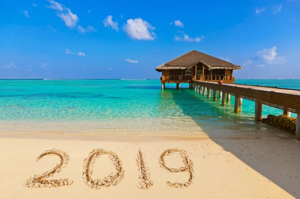 Numbers 2019 Beach Concept Holiday Background — Stock Photo, Image