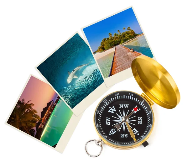 Maldives Beach Images Compass Nature Travel Concept Photos — Stock Photo, Image