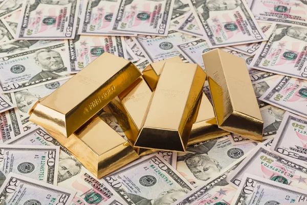 Gouden Staven Geld Zakelijke Achtergrond — Stockfoto