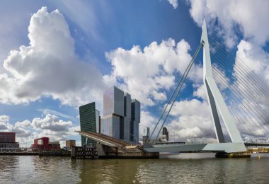 Erasmus Köprüsü ve Rotterdam - Hollanda - cityscape mimari arka plan