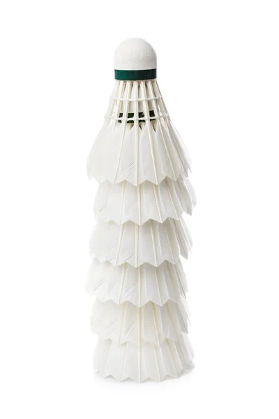 Бадмінтонний Човник Ізольований Білому Тлі — стокове фото