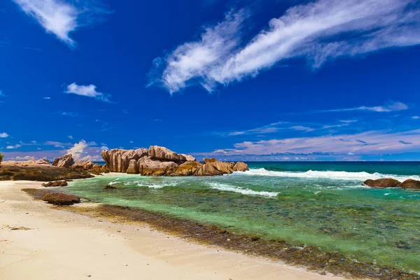 Tropisch Strand Van Seychellen Natuur Achtergrond — Stockfoto