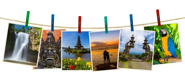 Bali Indonesien Reisebilder Meine Fotos Auf Wäscheklammern Isoliert Auf Weißem — Stockfoto