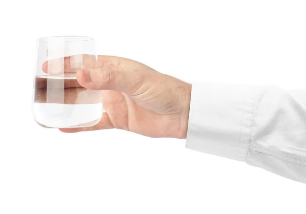 Handen Met Waterglas Geïsoleerd Witte Achtergrond — Stockfoto