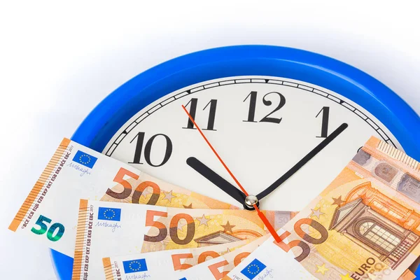 Orologio Denaro Euro Concetto Business Background — Foto Stock