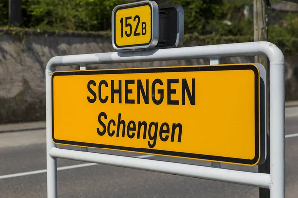 Ondertekenen Schengen Luxemburg Reizen Van Achtergrond — Stockfoto