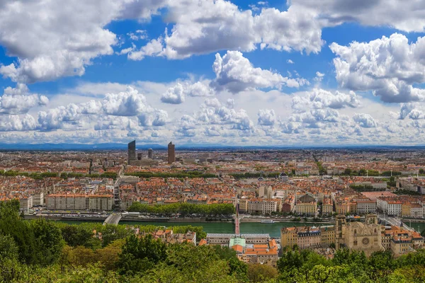 リヨン フランス 旅行と建築背景のパノラマ — ストック写真