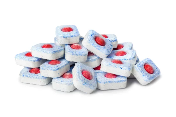 Tabletki Zmywarki Białym Tle — Zdjęcie stockowe