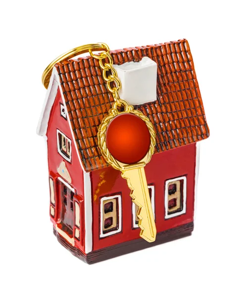 Haus Und Schlüssel Isoliert Auf Weißem Hintergrund — Stockfoto