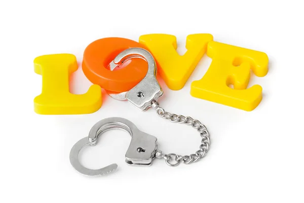 Love Handcuffs Isolated White Background — Stock Photo, Image