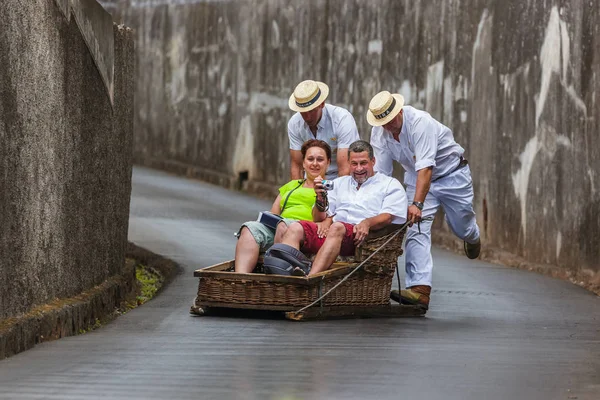 Funchal Madeira Σεπτεμβριου Παραδοσιακή Κατάβαση Έλκηθρο Στις Σεπτεμβρίου 2016 Στη — Φωτογραφία Αρχείου