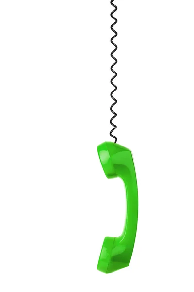 Groene Telefoon Kabel Geïsoleerd Witte Achtergrond — Stockfoto