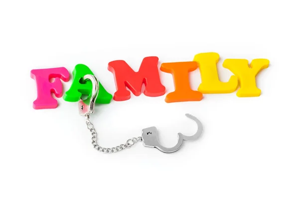 Family Handcuffs Isolated White Background — Stock Photo, Image
