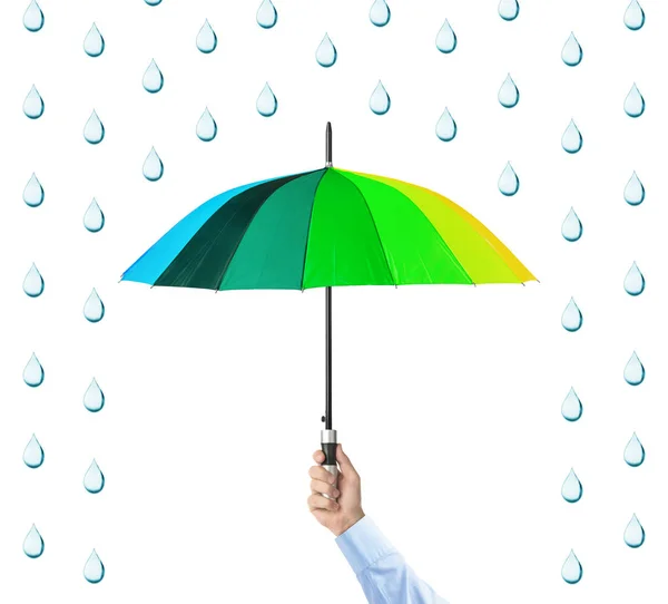 Ruka Deštníkem Izolované Bílém Pozadí — Stock fotografie
