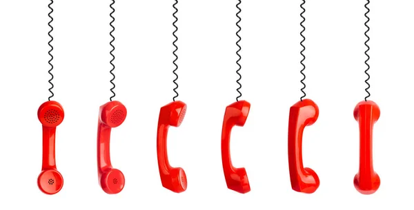 Satz Roter Telefone Isoliert Auf Weißem Hintergrund — Stockfoto
