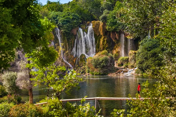 Водопад Кравиц Боснии Герцеговине Природный Фон — стоковое фото