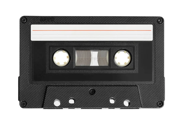 Audiokassette Mit Leerem Etikett Isoliert Auf Weißem Hintergrund — Stockfoto