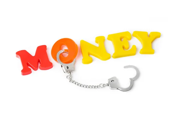 Money Handcuffs Isolated White Background — Stock Photo, Image