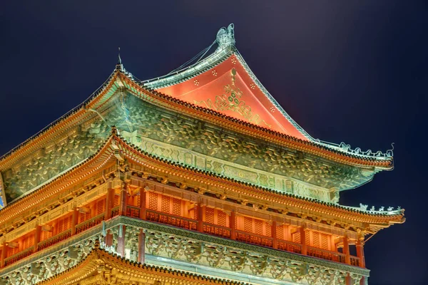Drum Tower Gamla Stan Xian Kina Resa Och Arkitektur Bakgrund — Stockfoto