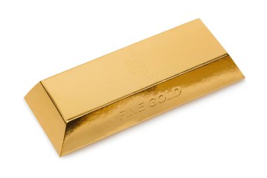 Beyaz arkaplanda izole edilmiş altın çubuğu