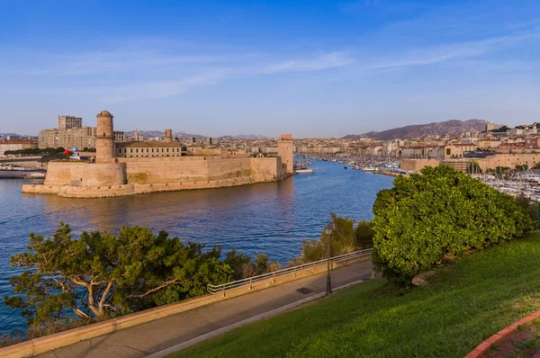 Fort Vieux Port Marsella Francia Naturaleza Arquitectura Fondo — Foto de Stock