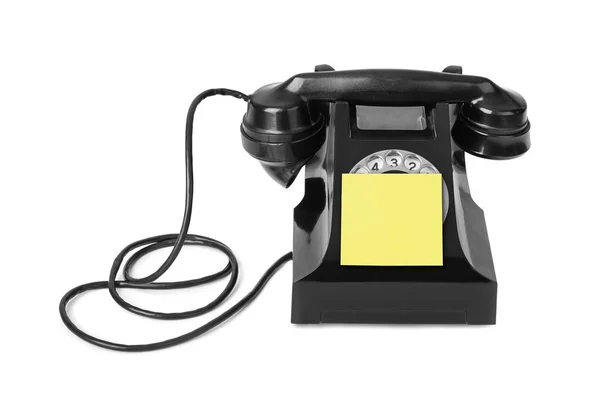 Vintage Telefon Boş Kağıt Beyaz Arka Plan Üzerinde Izole — Stok fotoğraf