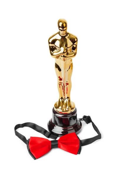 奥斯卡颁奖典礼及领结分别以白色背景为背景 — 图库照片