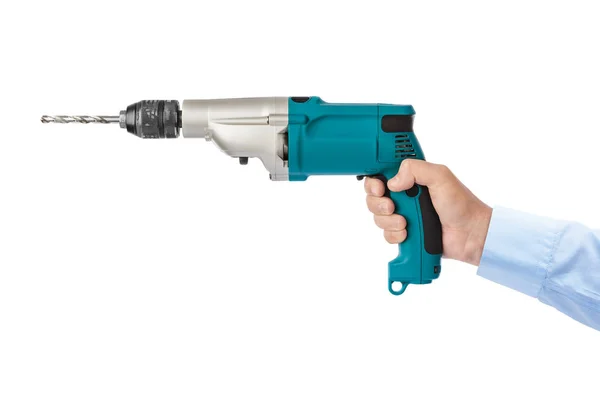 Electric Drill Hand Isolated White Background — Stock Photo, Image