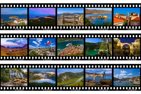 Kaders Van Film Montenegro Reizen Foto Mijn Foto Natuur Architectuur — Stockfoto