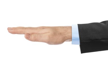 Beyaz arka planda erkek el izole edildi