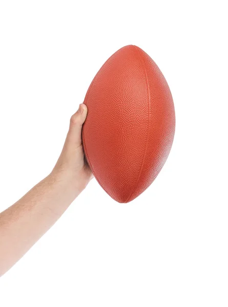 Hand and rugby ball — Stock Photo, Image