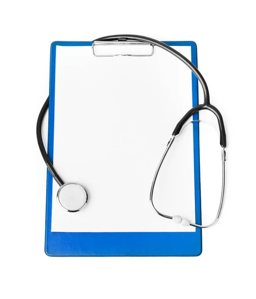 Medical clipboard and stethoscope — Stock Photo, Image