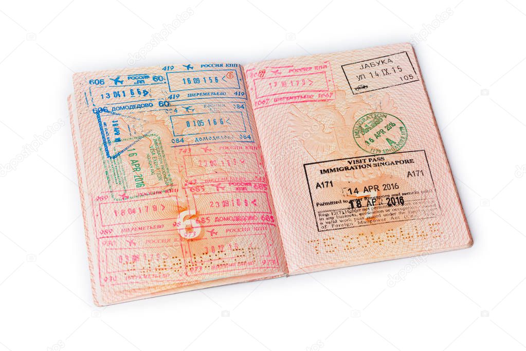 Passport with customs stamps