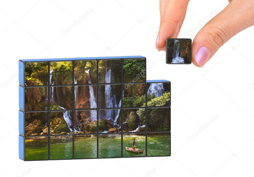 Hand and Kravice waterfall in Bosnia and Herzegovina puzzle (my 