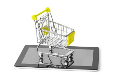 Tablet pc ve alışveriş sepeti