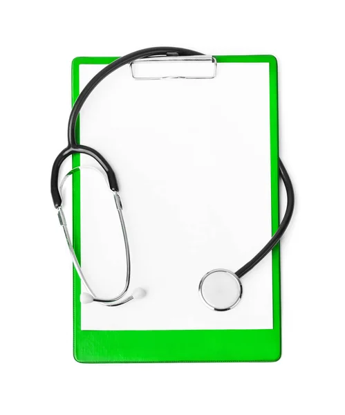 Medical clipboard and stethoscope — Stock Photo, Image