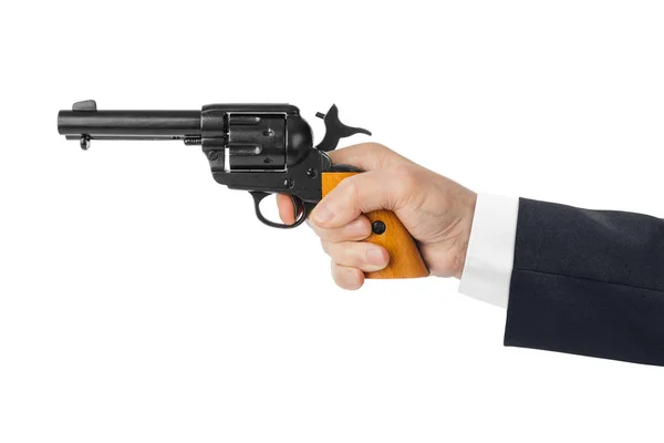 Hand met revolver pistool — Stockfoto