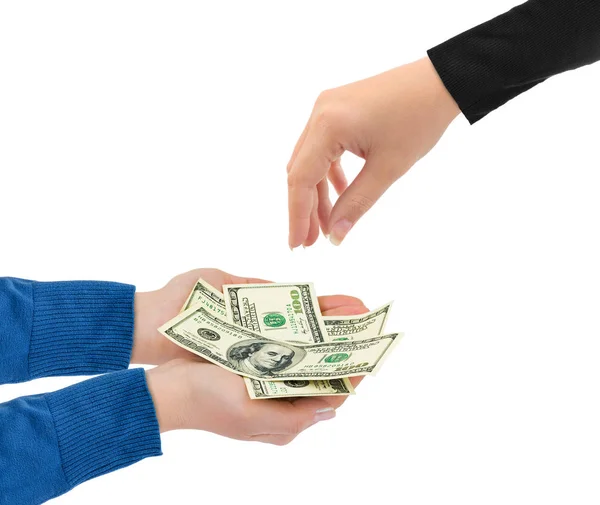 Ruce dávat peníze — Stock fotografie