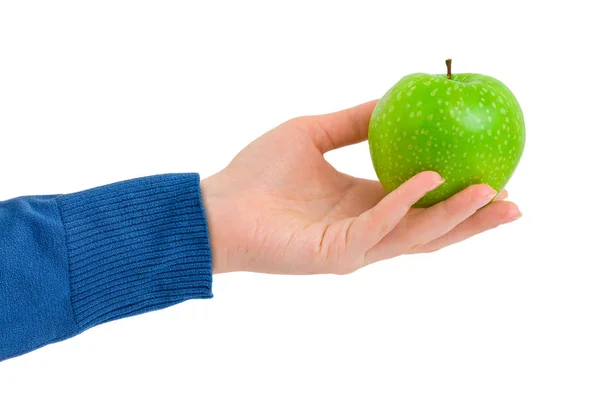 Hand med äpple — Stockfoto