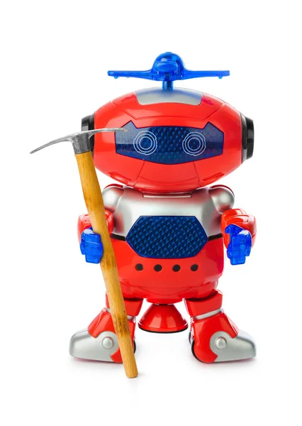 Игрушечный робот с киркой — стоковое фото