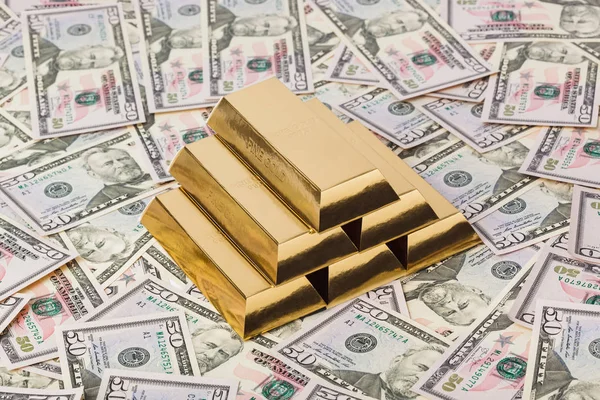 Goud en geld-Business achtergrond — Stockfoto