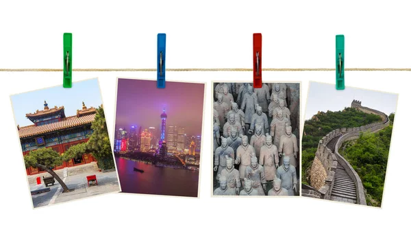 China images (my photos) on clothespins — Stock Photo, Image