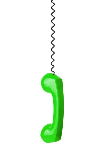 Groene telefoon en kabel — Stockfoto