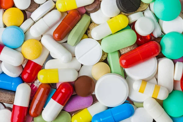 Heap of pills - medical background — Stock Photo, Image