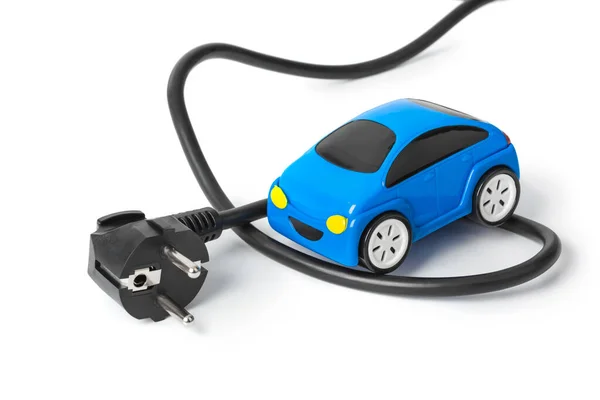 Enchufe eléctrico y coche de juguete —  Fotos de Stock
