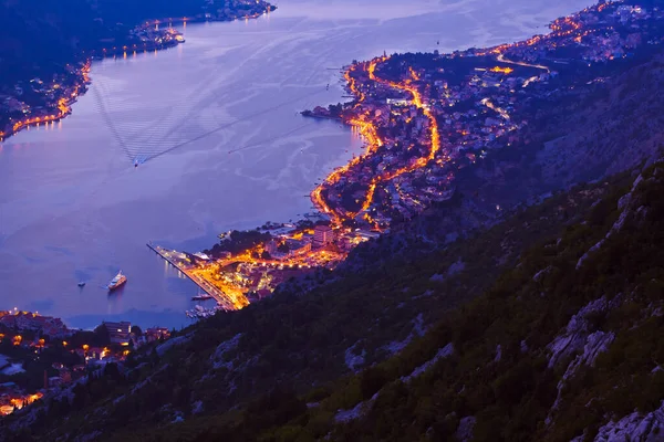 Kotor Bay Sunset Montenegro Naturaleza Arquitectura Fondo —  Fotos de Stock