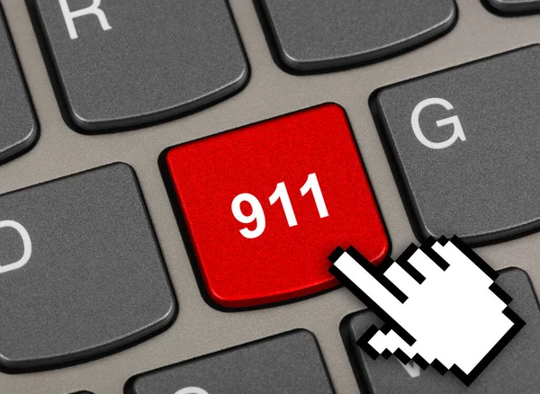 Clavier Ordinateur Avec Touche 911 Arrière Plan Technologique — Photo