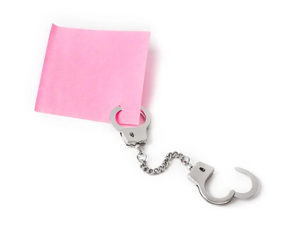 Blank Paper Handcuffs Isolated White Background — Stock Photo, Image