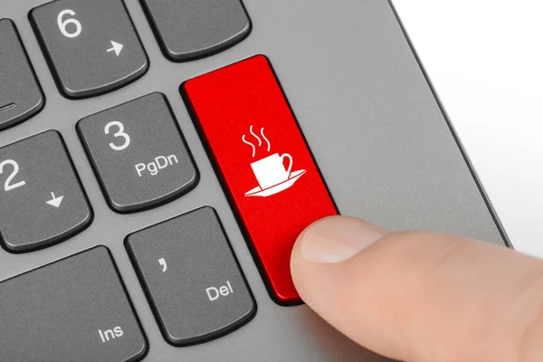 Computertastatur Mit Kaffeetastatur Geschäftskonzept — Stockfoto